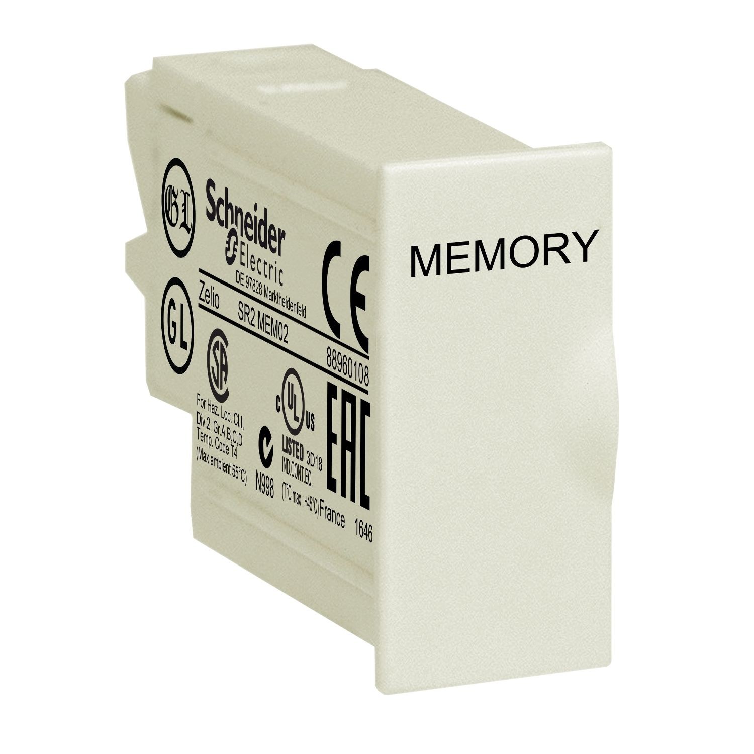 Schneider Electric SR2MEM02 memory cartridge, Phaseo, Zelio Logic SR2 SR3, for smart relay firmware, for v3.0, EEPROM