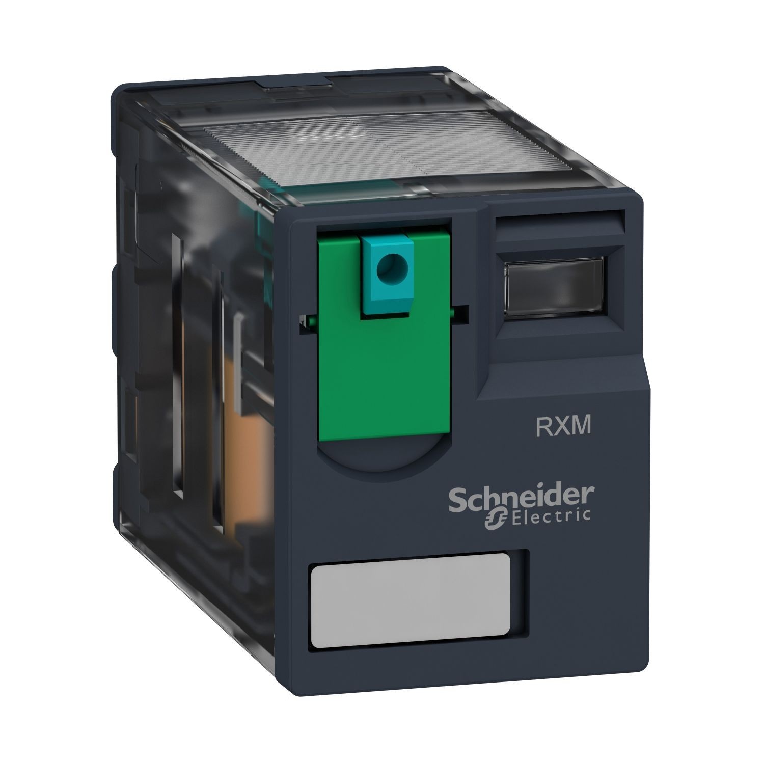 RXM2AB1FD miniature plug in relay, Harmony Electromechanical Relays, 12A, 2CO, lockable test but to n, 110V DC