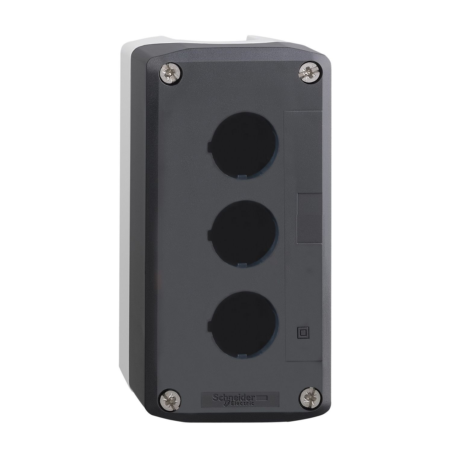 XALD03H7 Empty control station, Harmony XALD, XALK, plastic, dark grey lid, light grey base, 3 cut out, UL CSA certified