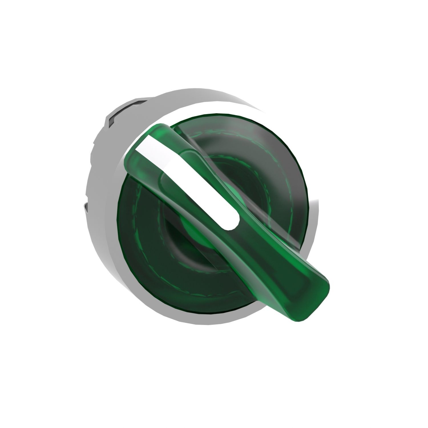ZB4BK1233 Head for illuminated selector switch, Harmony XB4, metal, green handle, 22mm, universal LED, 2 positions, stay put
