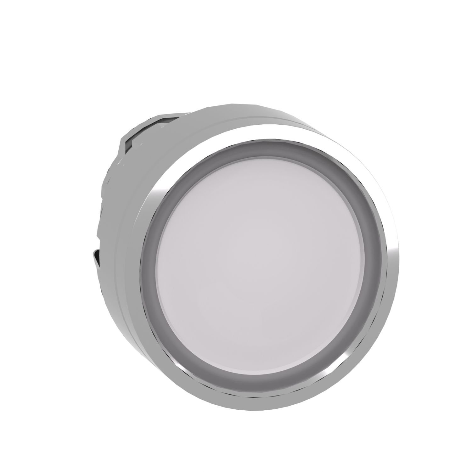 ZB4BW313 Head for illuminated push button, Harmony XB4, metal, white flush, 22mm, universal LED, spring return, plan lens