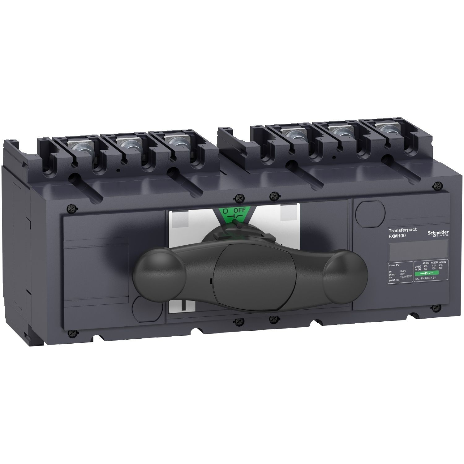 31140 complete manual source changeover assembly, FXM100, Compact INS250-100 switch disconnectors, 100 A, 3 poles