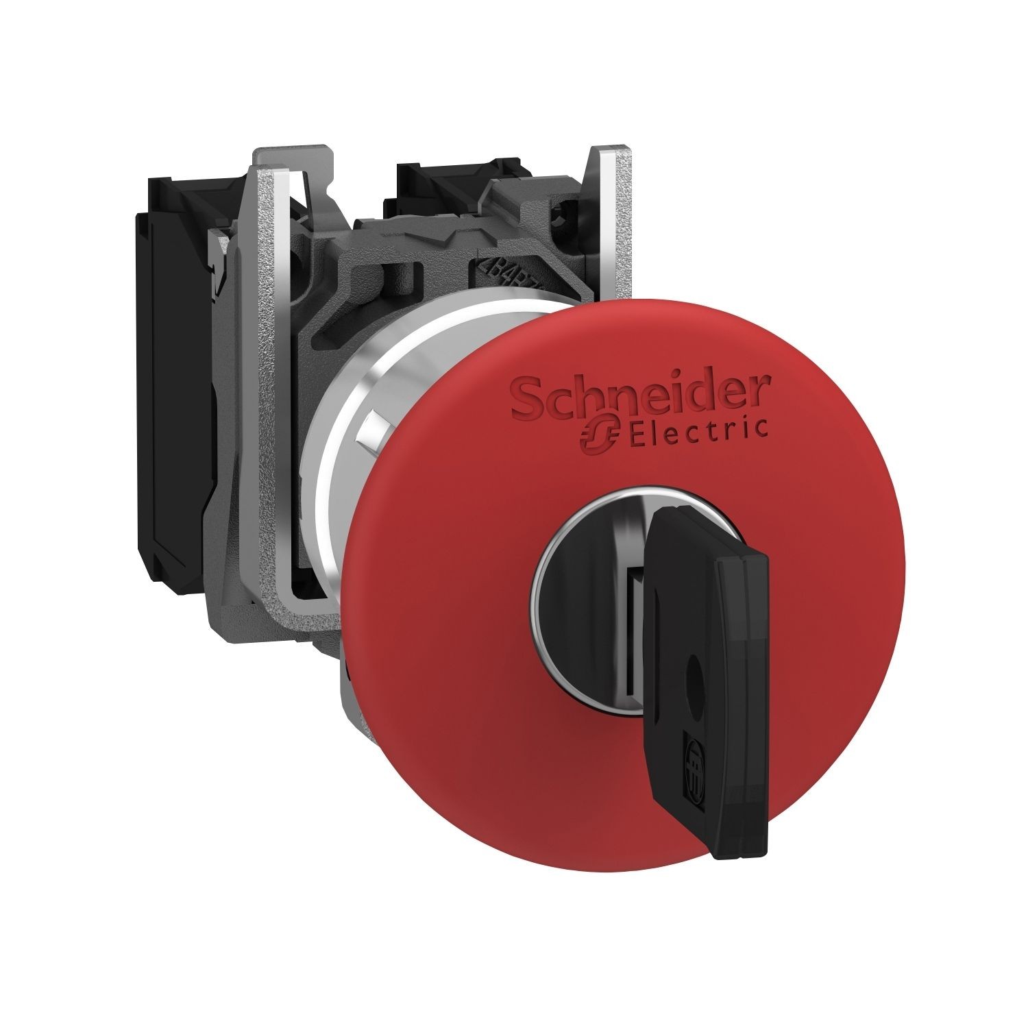 Schneider Electric XB4BS9445 Emergency stop push button, Harmony XB4, metal, red mushroom, 40mm, 22mm, trigger latching key release, 1NO+1NC