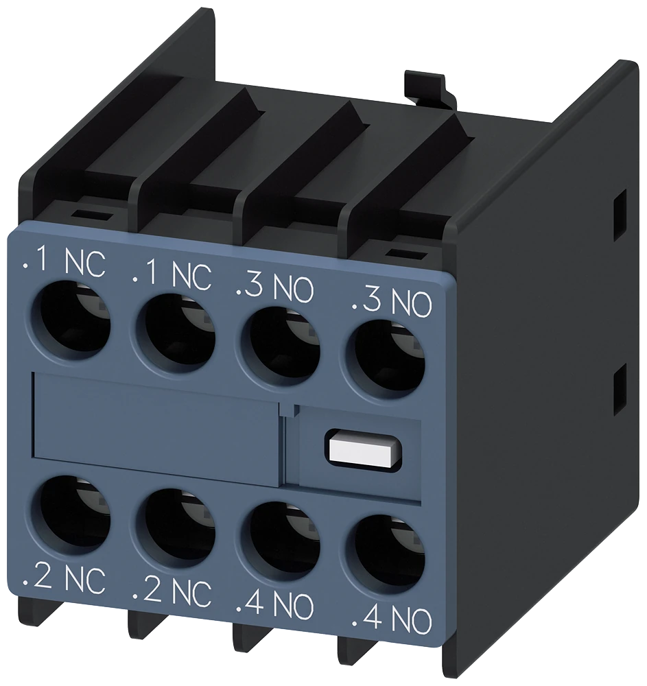 3RH2911-1HA22 Siemens Hilfsschalter, frontseitig, 2 S + 2 Ö, .1/.2, .1/.2, .3/.4, .3/.4, Strompfad: 1 Ö, 1 Ö, 1 S, 1 S, Schraubanschluss, für Schütze 3RT2 und Hilfsschütze 3RH2