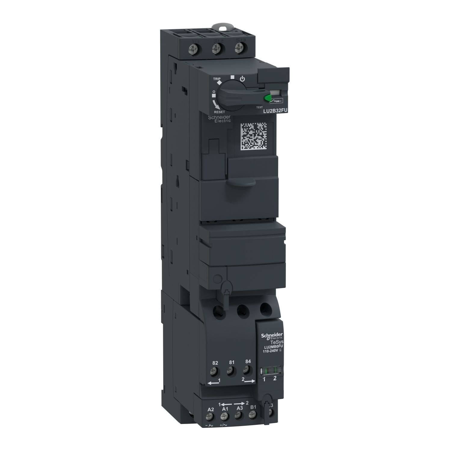 LU2B32FU Reversing power base, TeSys Ultra, 3P, 1NO + 1NC, 32A, 690VAC, 110 to 240VAC/DC coil