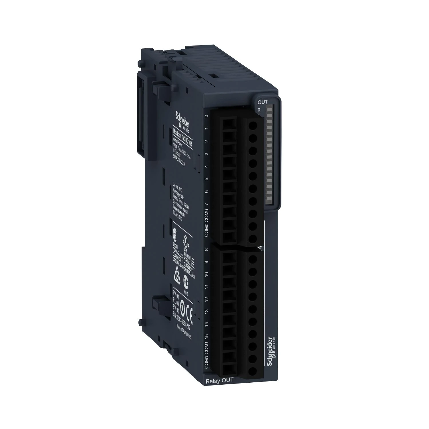 TM3DQ16R Schneider Electric Module de sorties discrètes, Modicon TM3, 16 sorties relais, vis, 24 V CC
