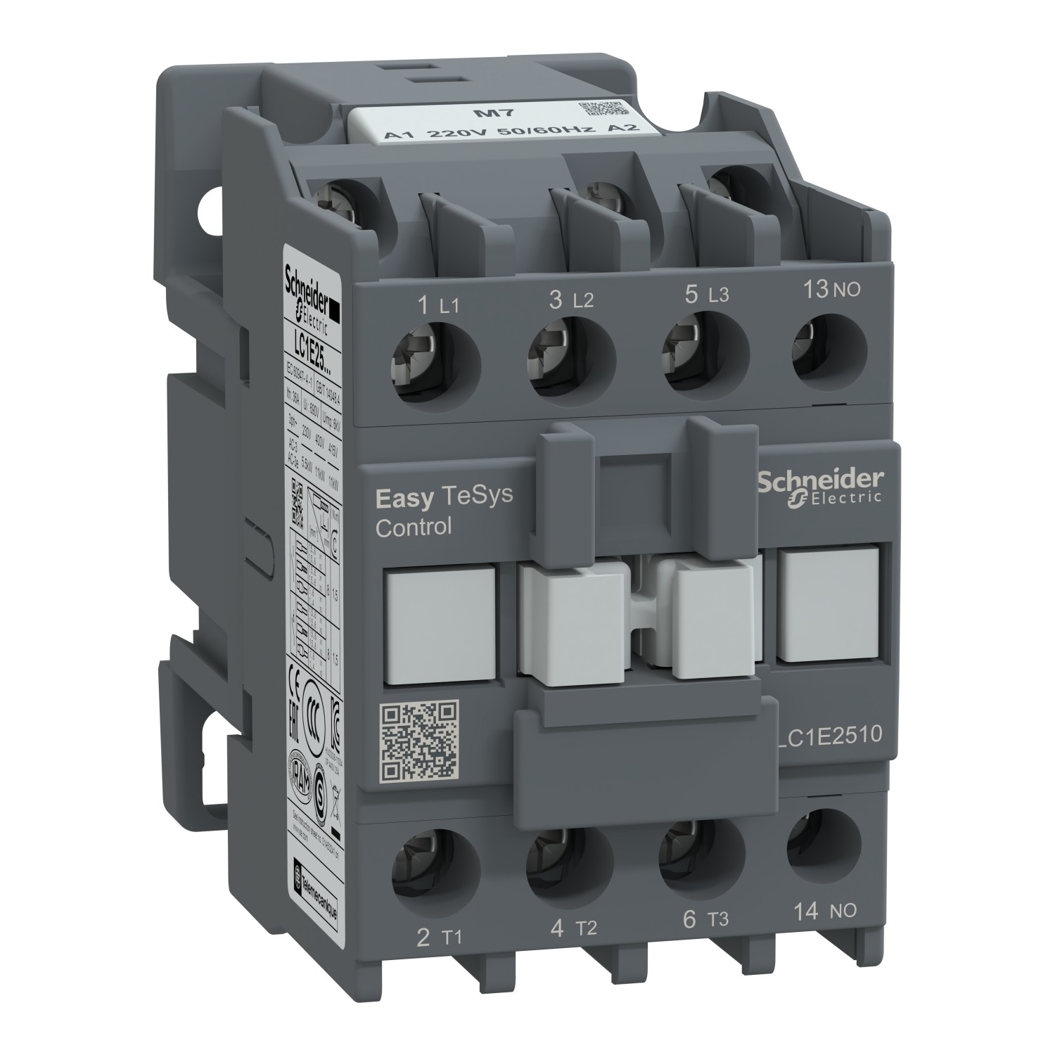 LC1E2510M7 EasyPact TVS contactor 3P(3 NO) - AC-3 - <= 440 V 25A - 220 V AC coil