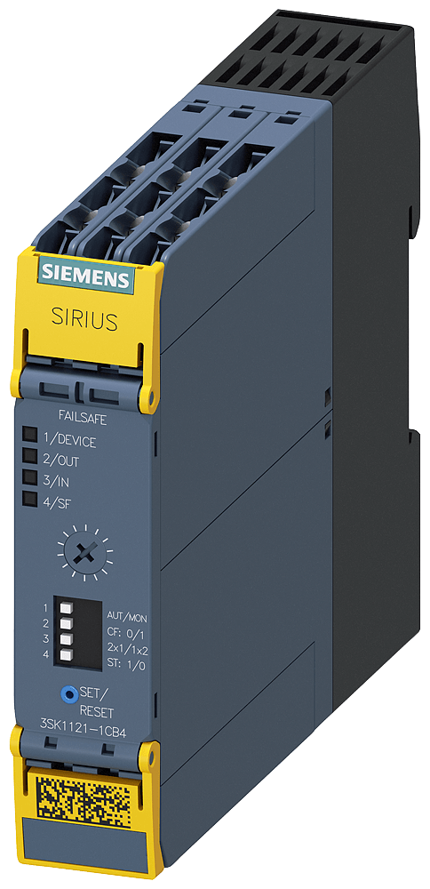 3SK1121-1CB42 SIRIUS safety relay Basic unit Advanced series with time delay 0.5-30 s Relay enabling circuits 2 NO instantaneous 2 NO delayed Us = 24 V DC screw terminal