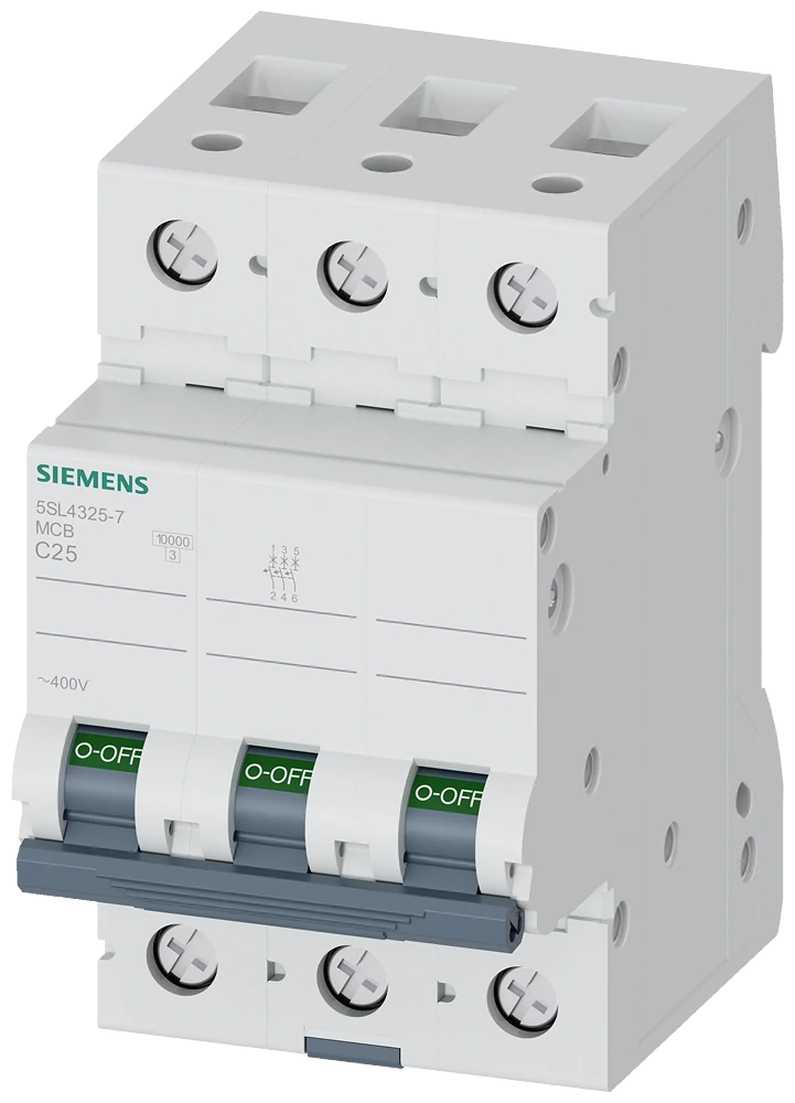 5SL4325-7 Siemens Miniature circuit breaker 400 V 10kA, 3-pole, C, 25A