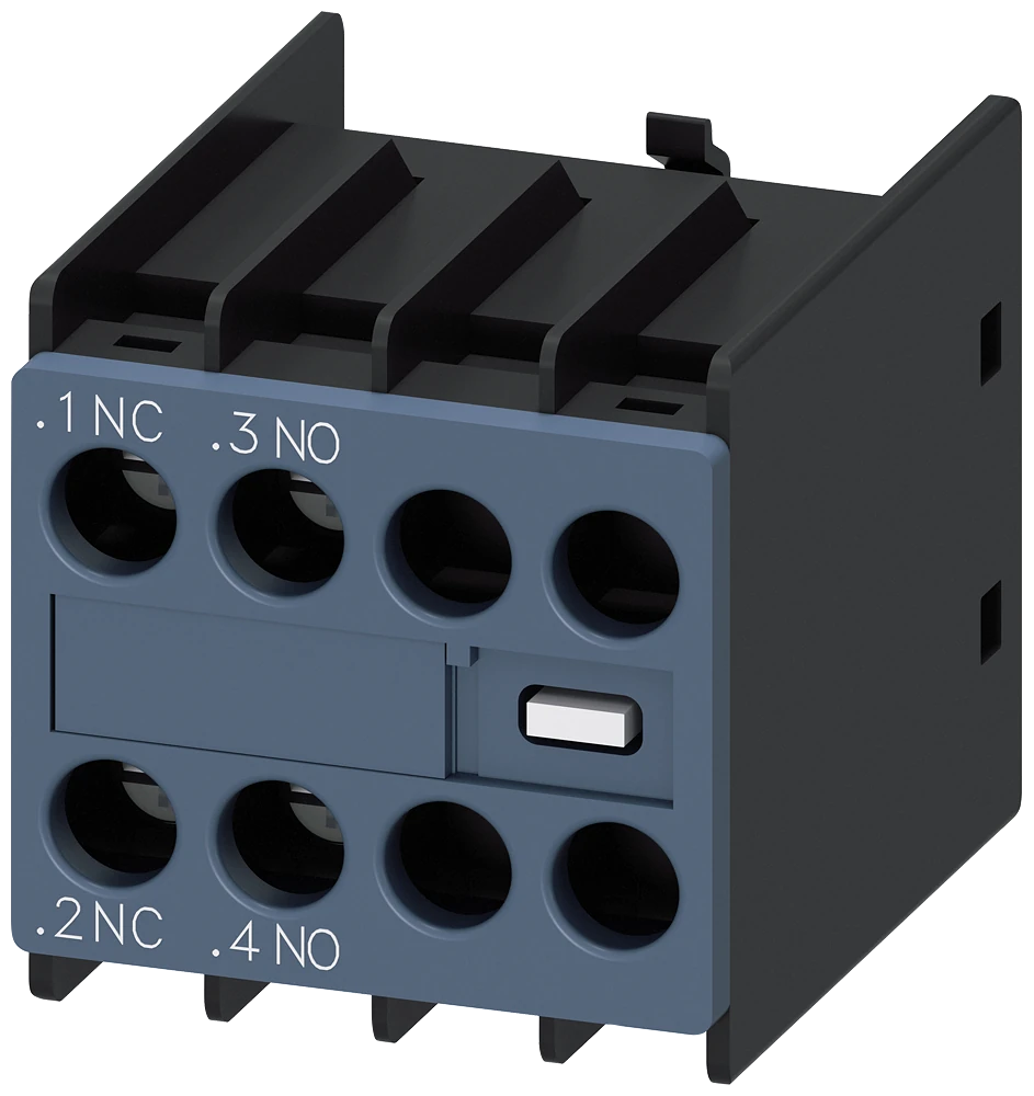 3RH2911-1HA11 interrupteur auxiliaire, en face avant, 1 NO + 1 NF, .1/.2, .3/.4, --/--, --/--, trajet du courant : 1 NF, 1 NO, --, --, borne à vis, pour contacteurs 3RT2 et contacteurs auxiliaires 3RH2