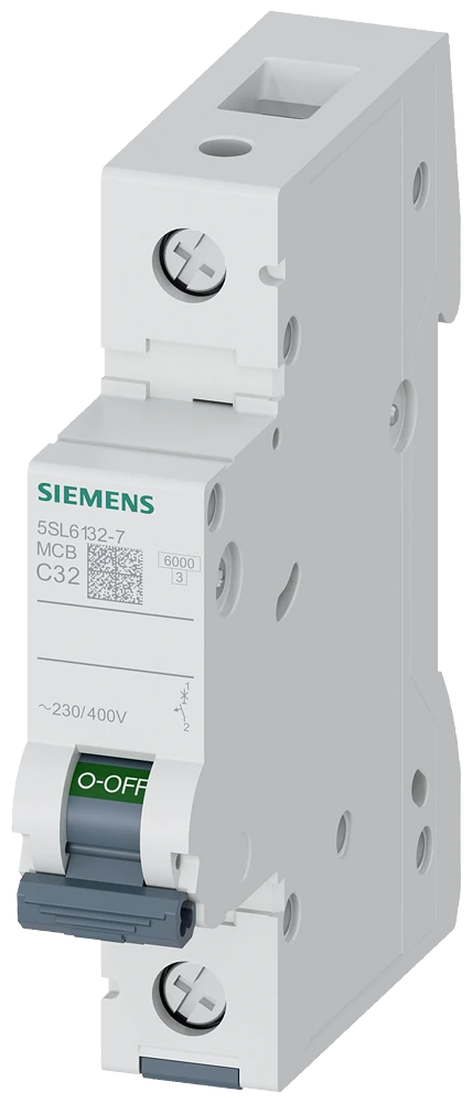 5SL6132-7 Siemens Miniature circuit breaker 230/400 V 6kA, 1-pole, C, 32 A