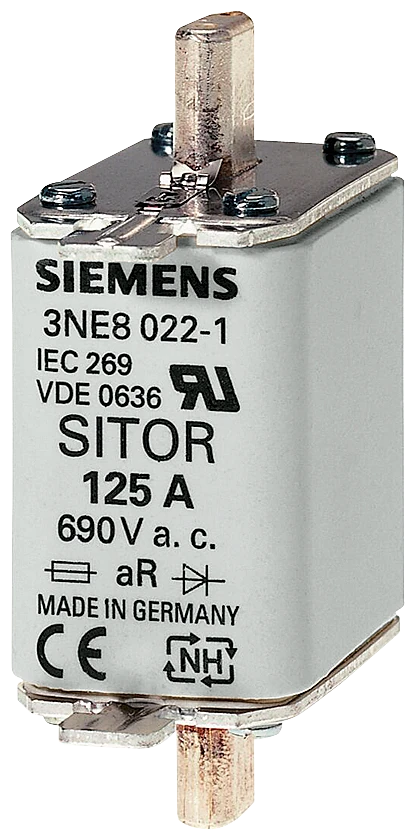 3NE1021-0 Siemens SITOR fuse link, with blade contacts, NH00, In: 100 A, gS, Un AC: 690 V, Un DC: 250 V, front indicator