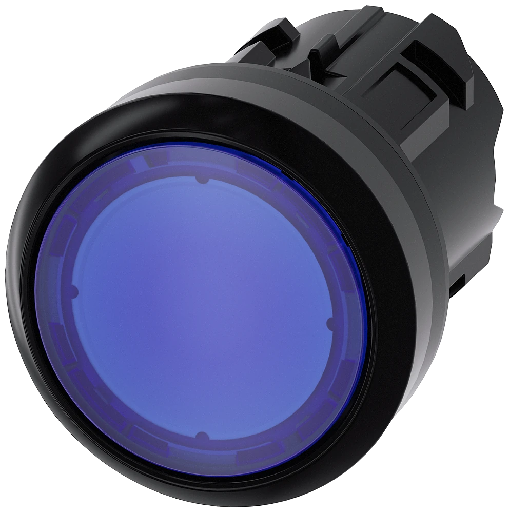 3SU1001-0AB50-0AA0 Siemens Illuminated pushbutton, 22 mm, round, plastic, blue, pushbutton, flat momentary contact type
