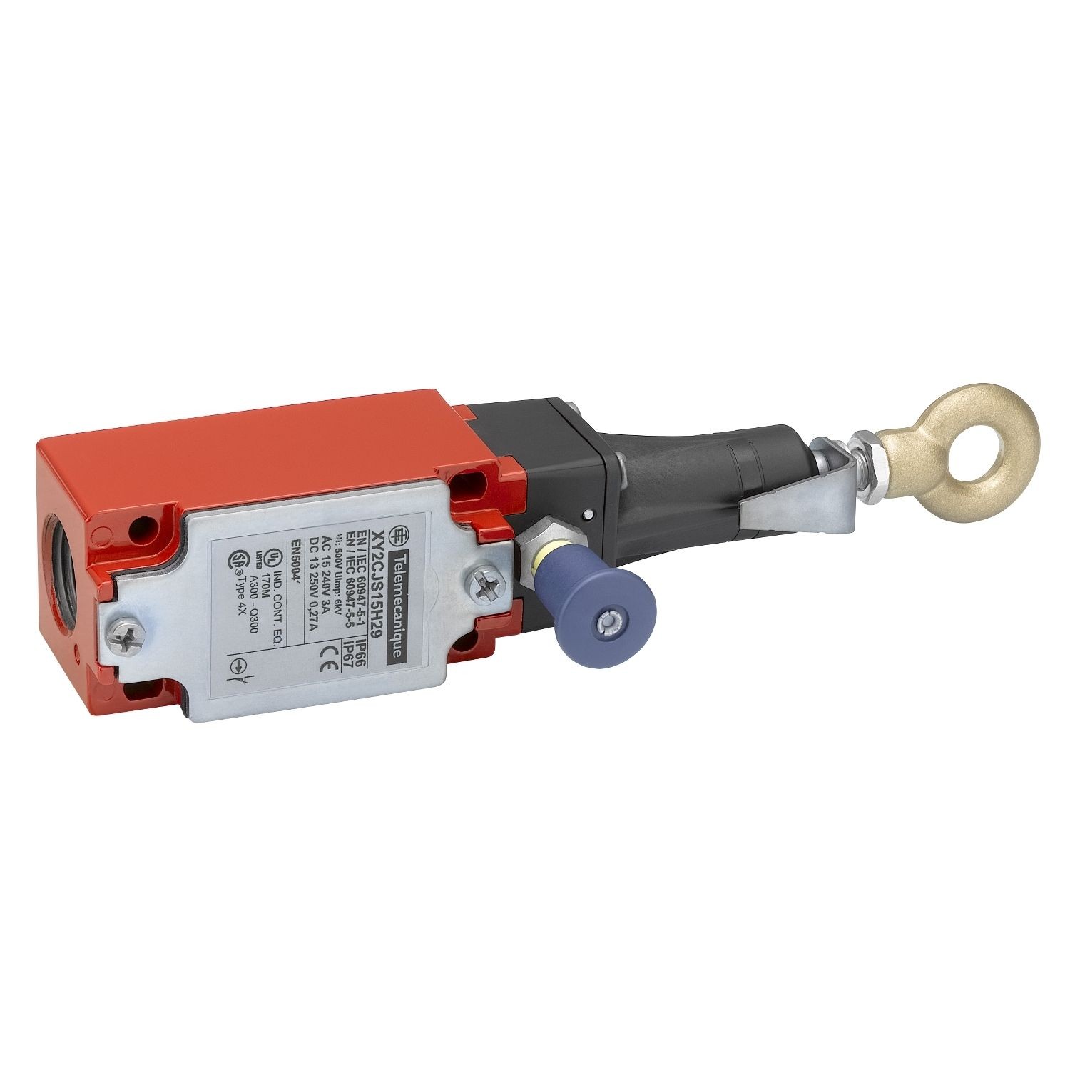 XY2CJS19 Latching emergency stop rope pull switch, Telemecanique rope pull switches XY2C, e XY2CJ, straight, 2NC+1 NO, Pg13.5