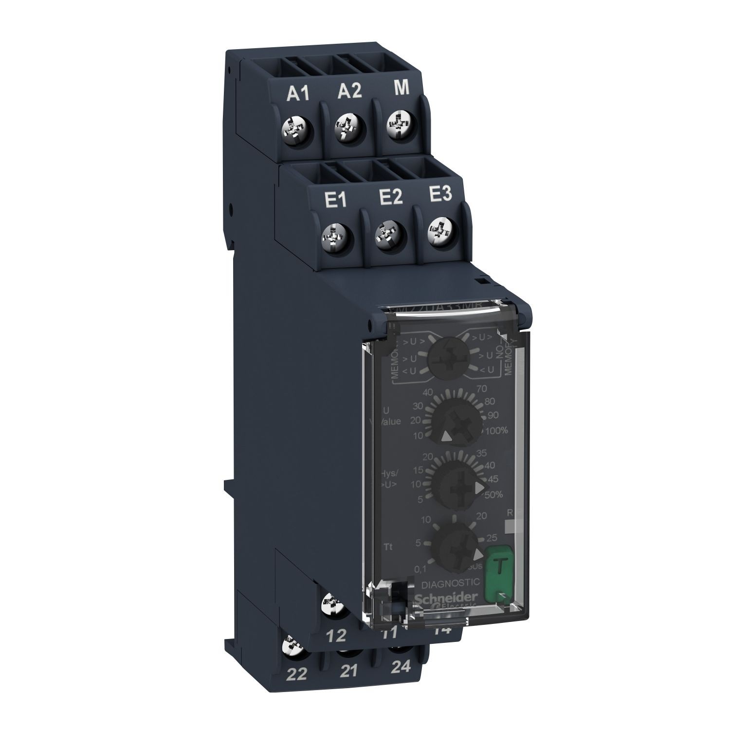 RM22UA33MR voltage control relay, Harmony Control Relays, 8A, 2CO, overvoltage or undervoltage detection, 15â€¦500V AC DC, 24â€¦240V AC DC