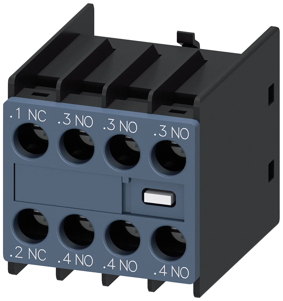 3RH2911-1HA31 Siemens interrupteur auxiliaire, en face avant, 3 NO + 1 NF, .1/.2, .3/.4, .3/.4, .3/.4, trajet du courant : 1 NF, 1 NO, 1 NO, 1 NO borne à vis, pour contacteurs 3RT2 et contacteurs auxiliaires 3RH2