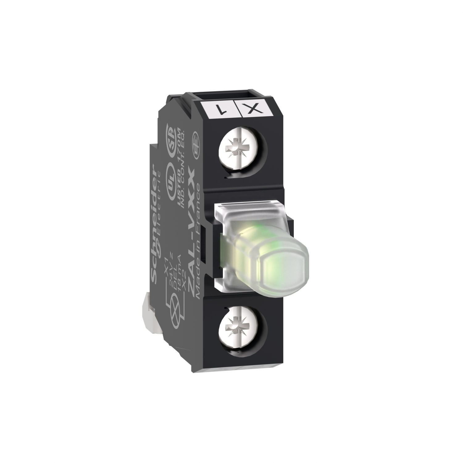 ZALVM1 Light block, Harmony XALD, XALK, for head 22mm, universal LED, mounting in back of enclosure, 230...240V AC DC