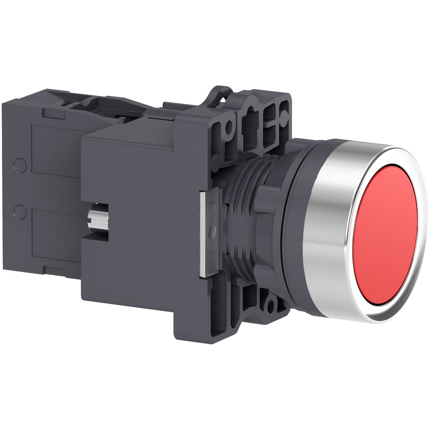 XA2EW34B1 Complete illuminated push button, Easy Harmony XA2, plastic, flush, red, 22mm, spring return, 24V AC DC, 1NO