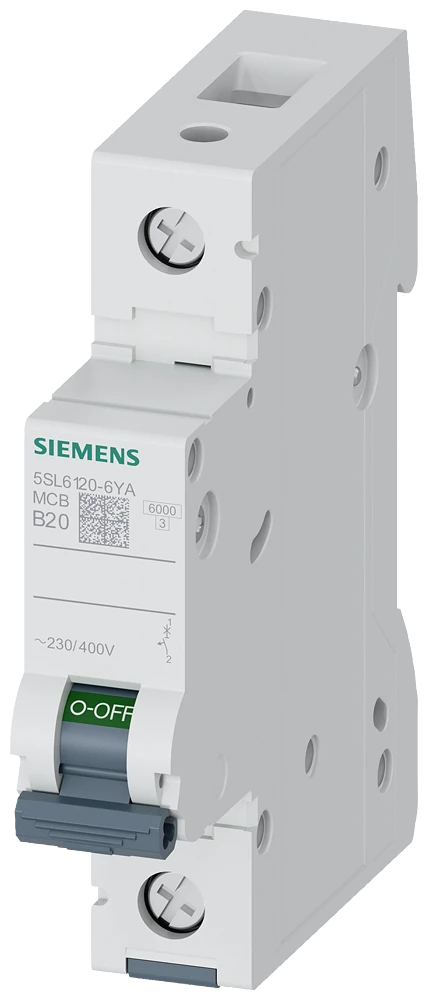 5SL6120-6YA Siemens Miniature circuit breaker 230/400 V 6kA, 1-pole, B, 20 A