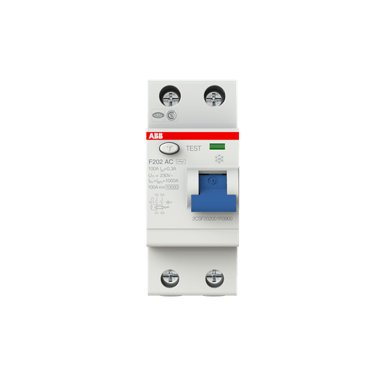 2CSF202001R3900 F202 AC-100/0.3 Residual Current Circuit Breaker 2P AC type 300 mA