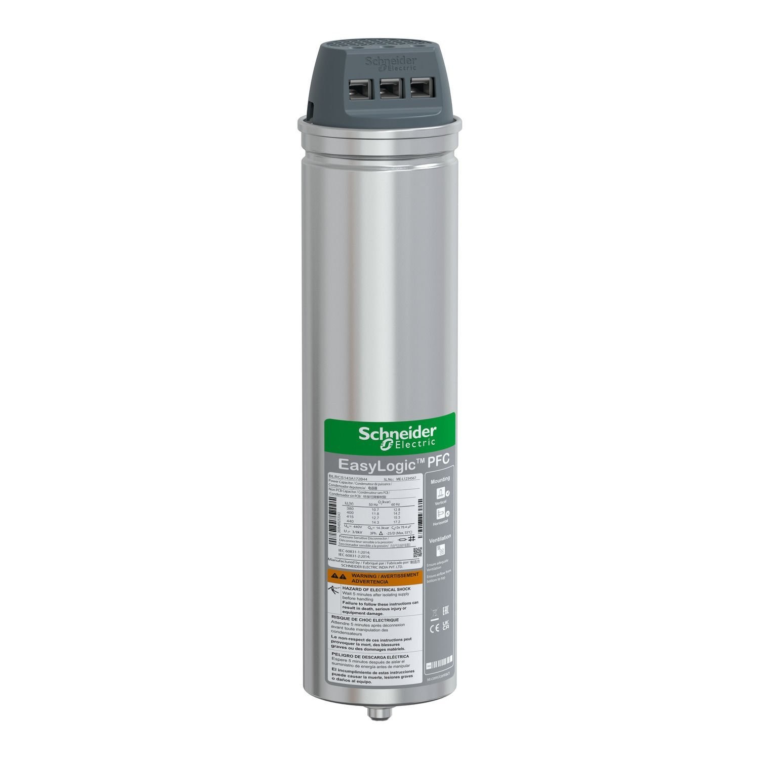 BLRCS143A172B44 EasyLogic PFC Capacitor, 14.3/17.2 kvar - 440 V - 50/60Hz