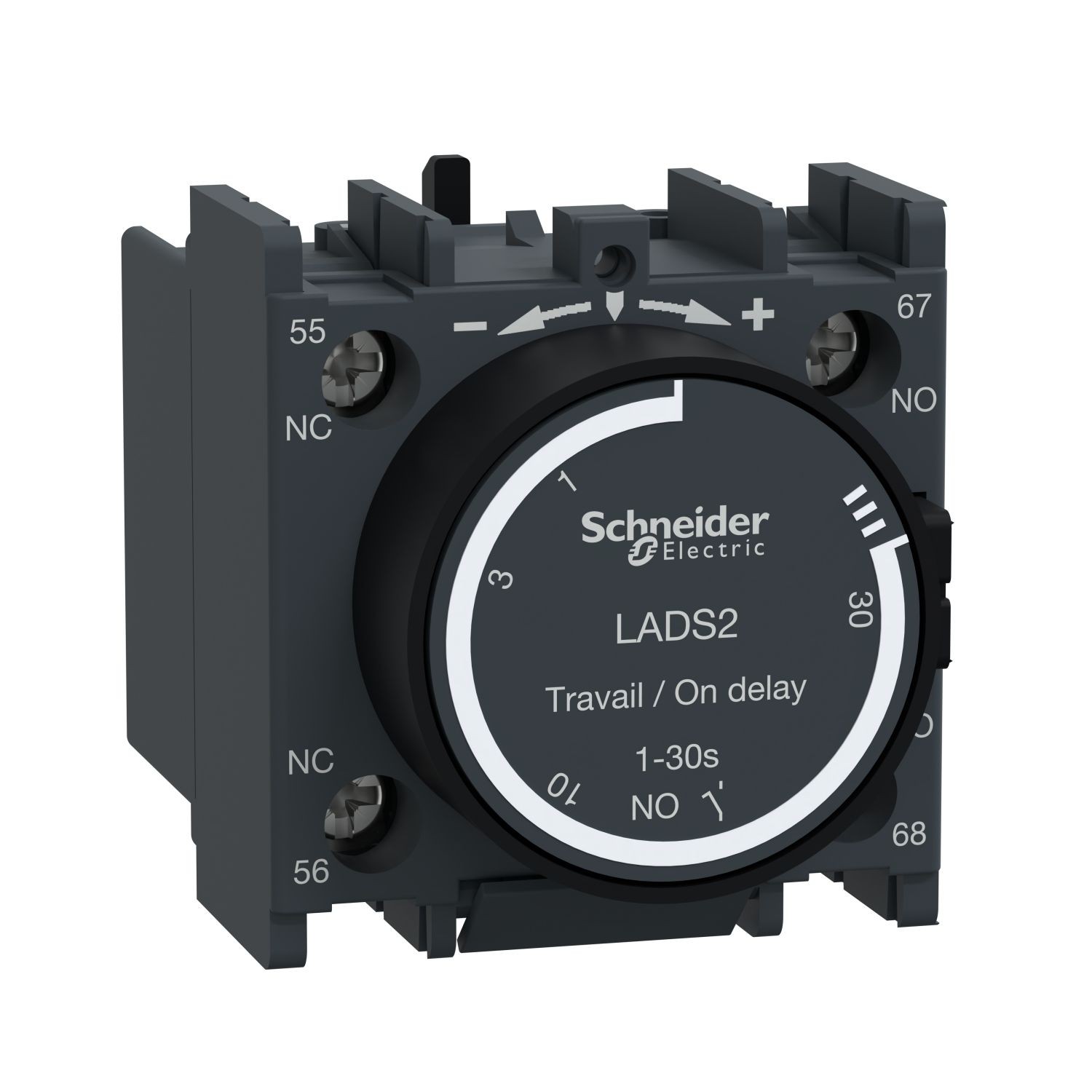 LADS2 Time delay contact block,TeSys Deca,1NO+1NC,on-delay 1-30s,front,with 40Â±15ms switching time between NC opening and NO closing