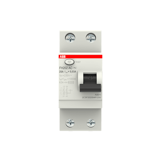 2CSF202004R1250 FH202 AC-25/0.03 Residual Current Circuit Breaker 2P AC type 30 mA