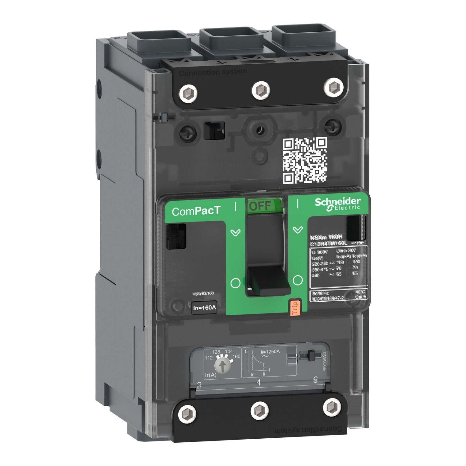 C11F3TM100L Circuit breaker, ComPacT NSXm 160F, 36kA/415VAC, 3 poles, TMD trip unit 100A, EverLink lugs