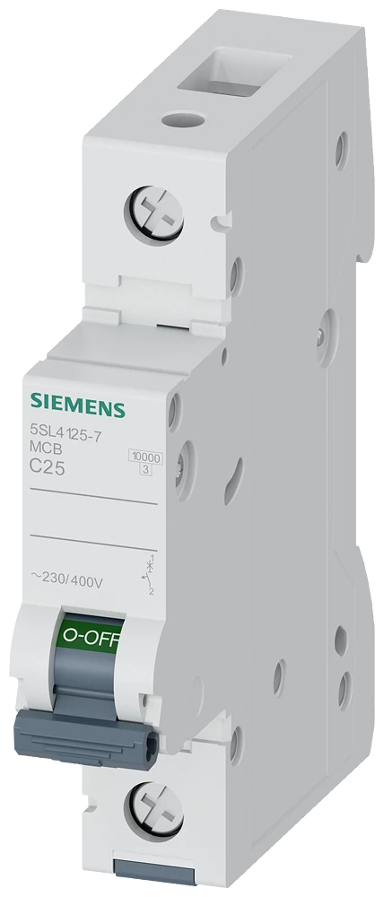 5SL4125-7 Siemens Miniature circuit breaker 230/400 V 10kA, 1-pole, C, 25A
