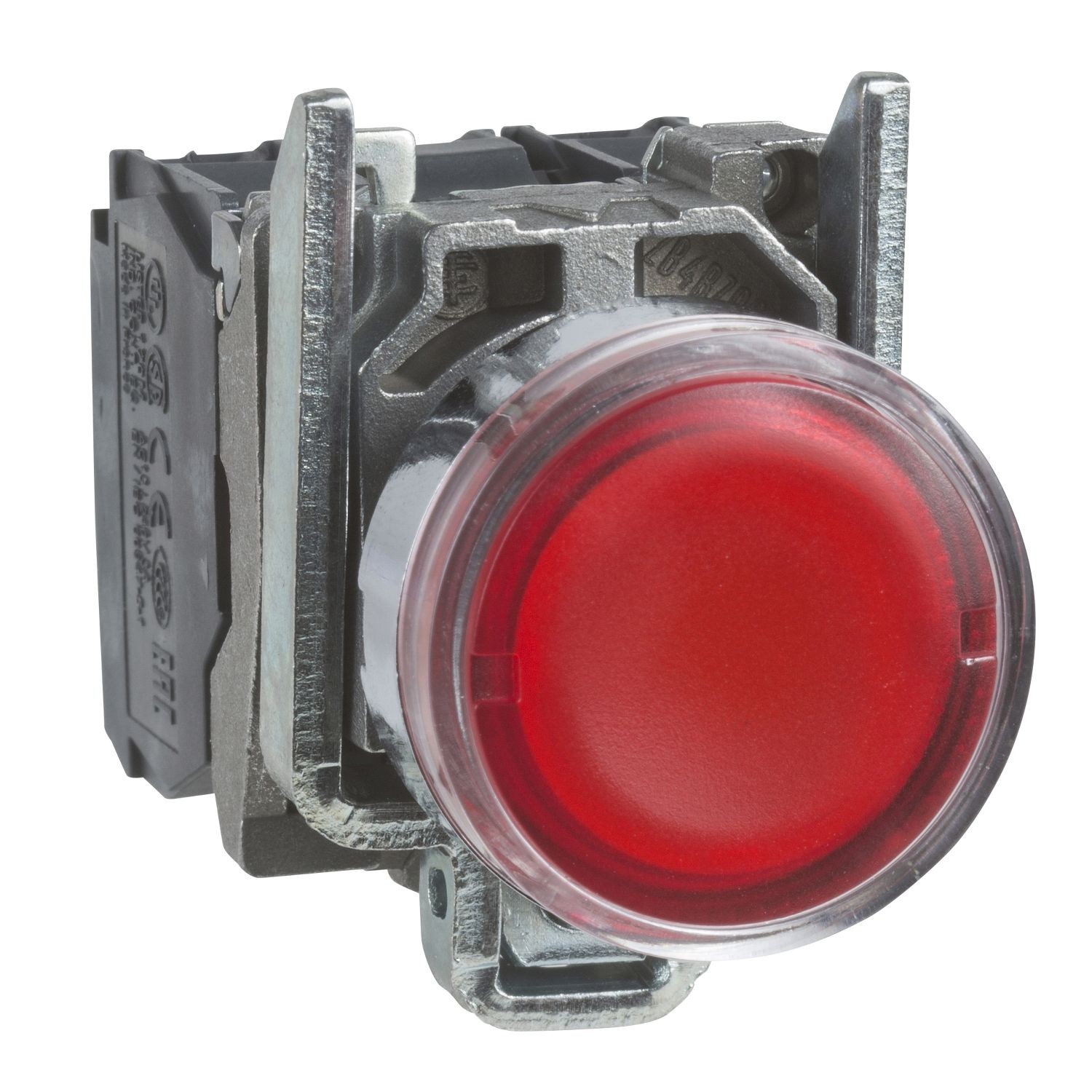 XB4BW3465 Illuminated push button, Harmony XB4, metal, flush, red, 22mm, spring return, lt 250V, 1NO+1NC