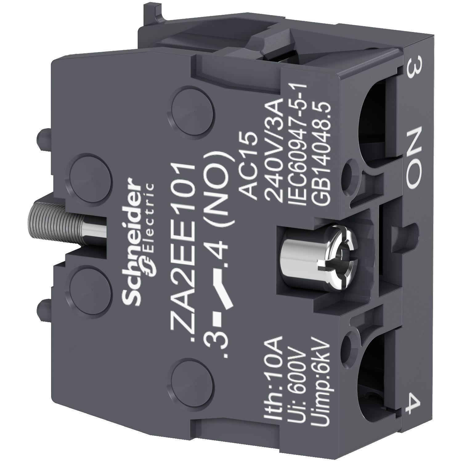 Schneider Electric ZA2EE101 Single contact block for head Ø22, 1 NO