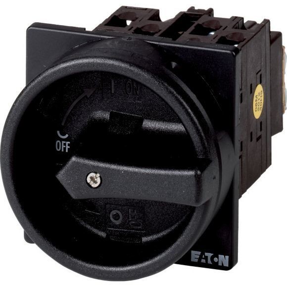 EATON 041246 T0-2-1/EA/SVB-SW - Main switch, T0, 20 A, flush mounting, 2 contact unit(s), 3 pole, STOP function, With black rotary handle and locking ring, Lockable in the 0 (Off) position