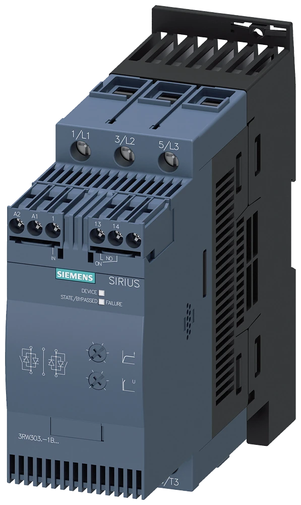 3RW3036-1BB14 SIRIUS pehmokäynnistin S2 45 A, 22 kW/400 V, 40 °C 200-480 V AC, 110-230 V AC/DC Kierreliittimet