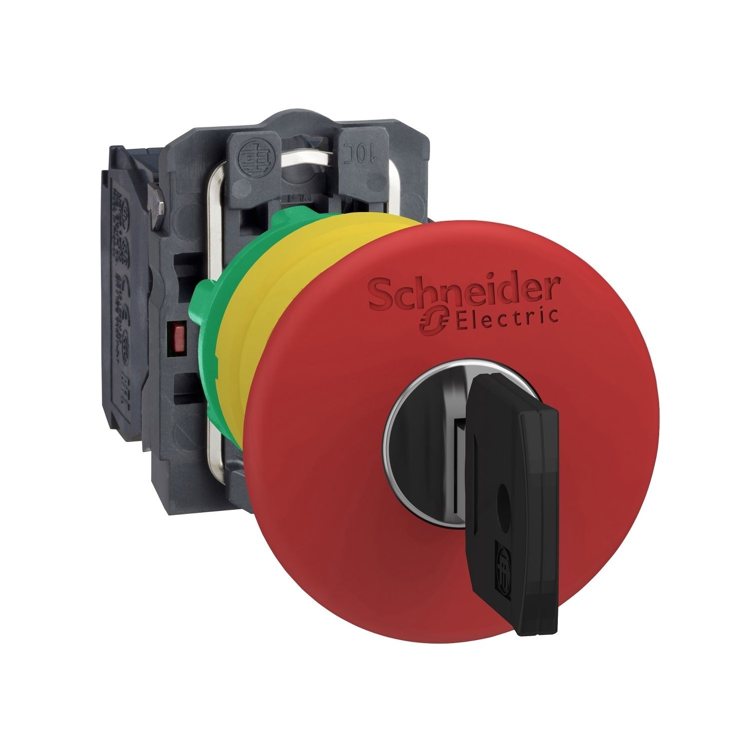 Schneider Electric XB5AS9442 Emergency stop switching off, Harmony XB5, plastic, red mushroom 40mm, 22mm trigger latching key release, 1NC