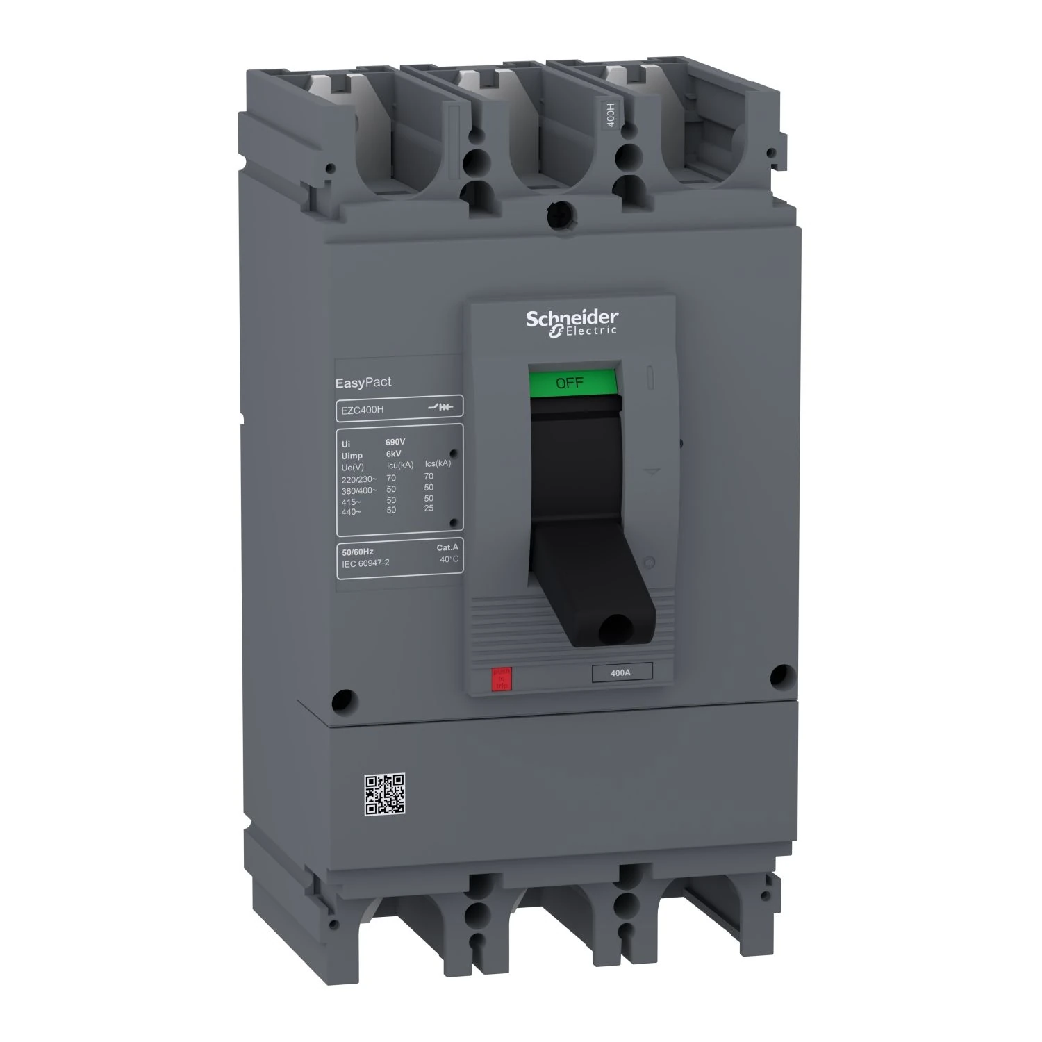 EZC400H3320N Schneider Electric circuit breaker, Easypact EZC400H, TMD, 320A, 3 poles 3d