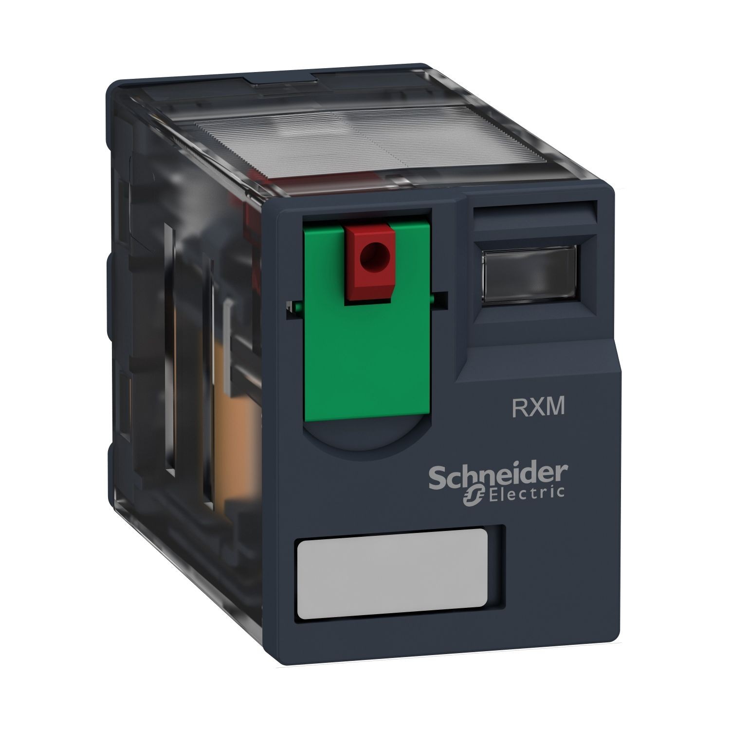 RXM2AB1B7 miniature plug in relay, Harmony Electromechanical Relays, 12A, 2CO, lockable test but to n, 24V AC