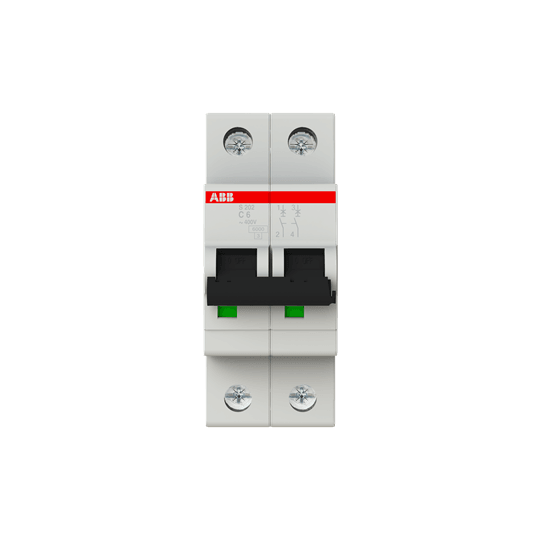 2CDS252001R0064 S202-C6 Miniature Circuit Breaker - 2P - C - 6 A