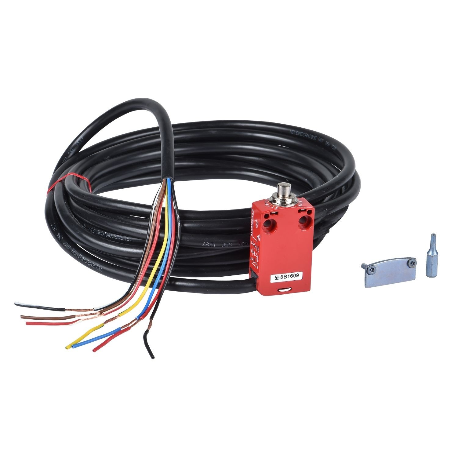 XCSM3910L1 Safety limit switch, Telemecanique Safety switches XCS, XCSM, metal, steel plunger, 2 NC + 1 NO, cable 1 m
