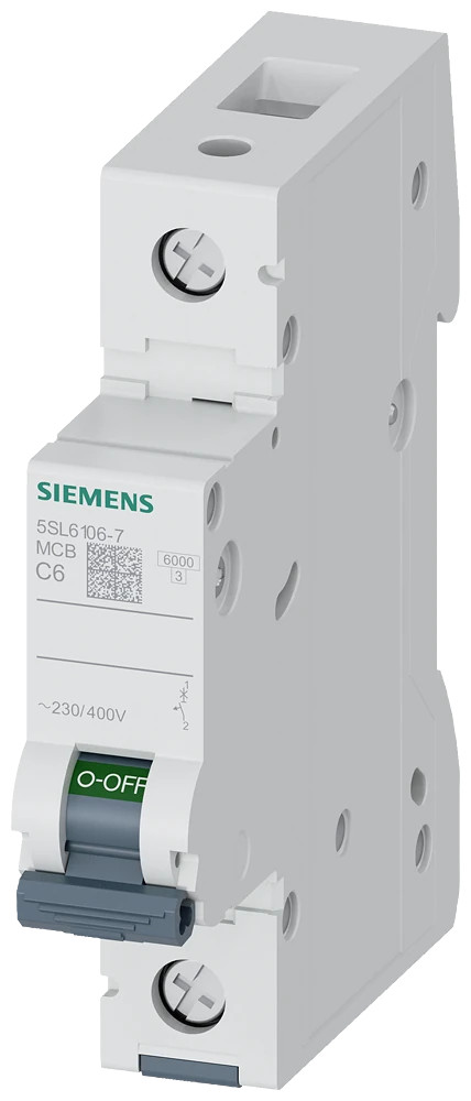 5SL6106-7 Siemens Miniature circuit breaker 230/400 V 6kA, 1-pole, C, 6A