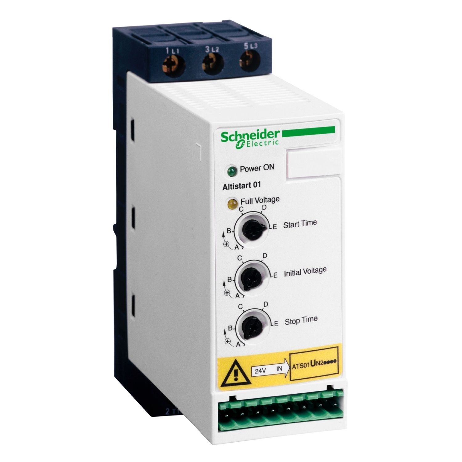 Schneider Electric ATS01N212QN soft starter for asynchronous motor, Altistart 01, ATS01, 12A, 380 to 415V, 5.5kW