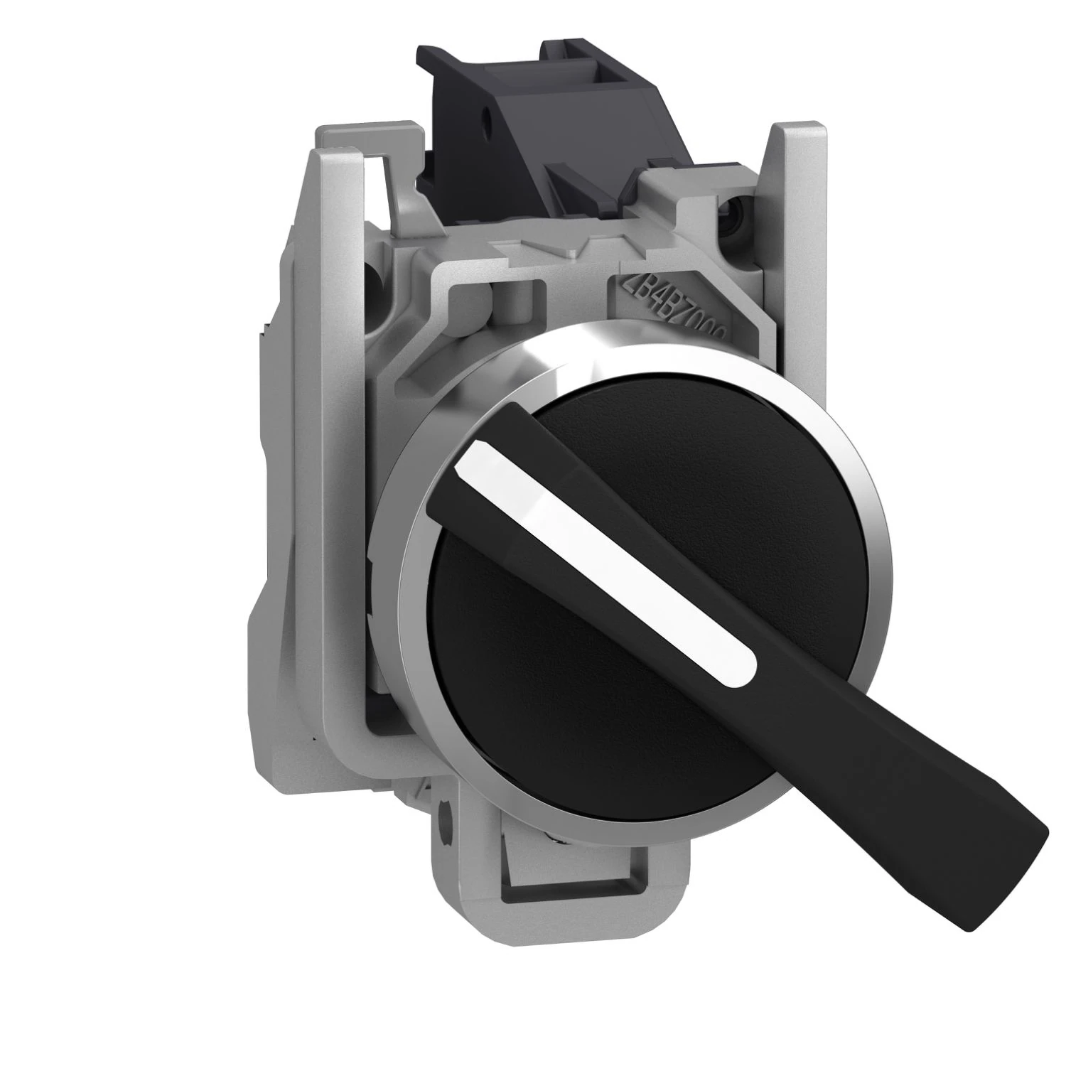 XB4BJ33 Selector switch, Harmony XB4, metal, black 22mm, long handle, 3positions, stay put, 2NO