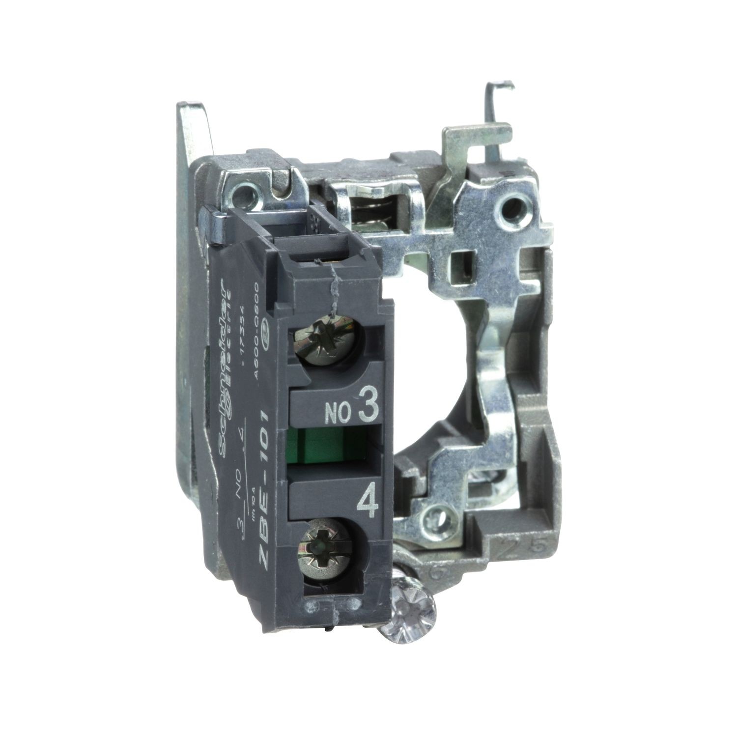 ZB4BZ101 Single contact block with body fixing collar, Harmony XB4, metal, screw clamp terminal, 1NO
