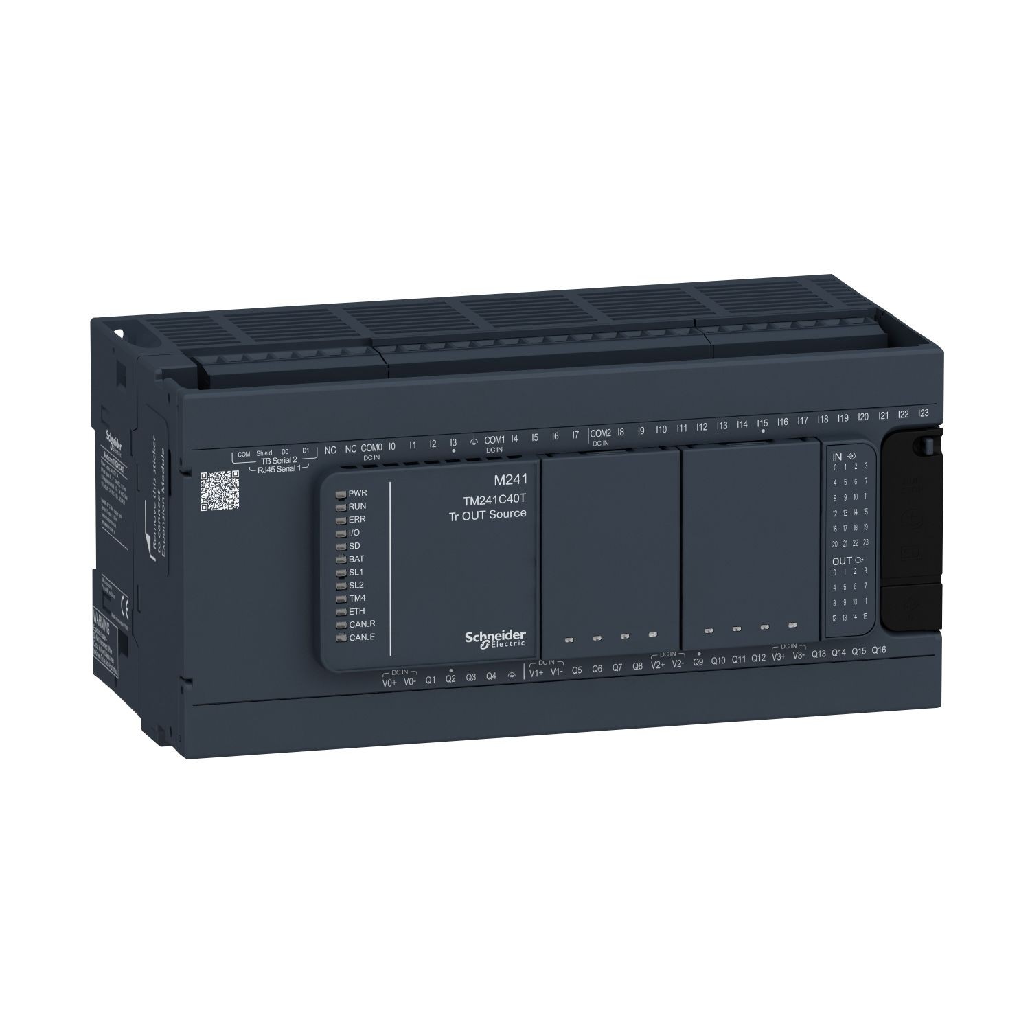 TM241C40T logic controller, Modicon M241, 40 IO, transistor, PNP