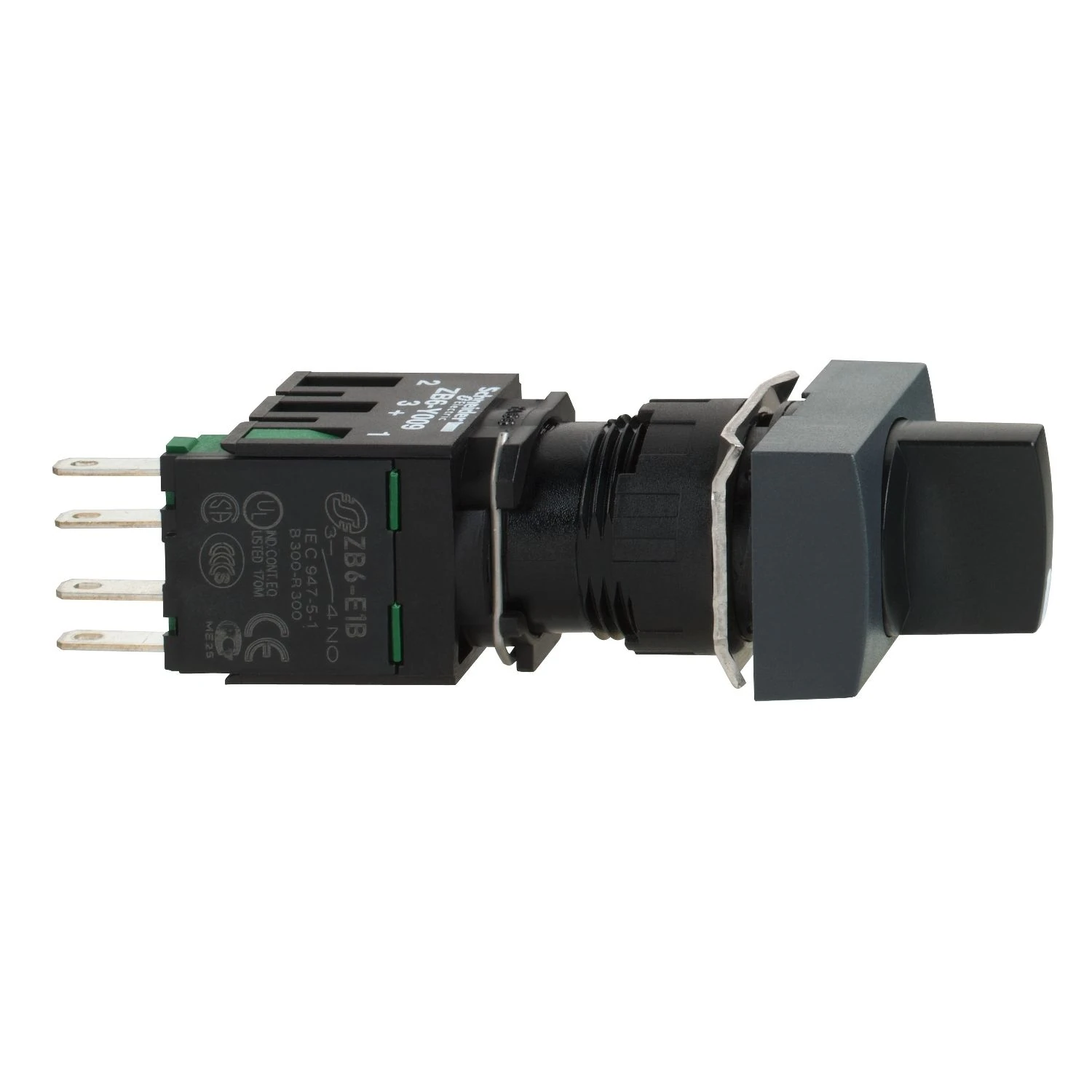 XB6DD221B Schneider Electric Selector switch, Harmony XB6, black rectangular, 16mm, 2 positions, stay put, 1NO + 1NC