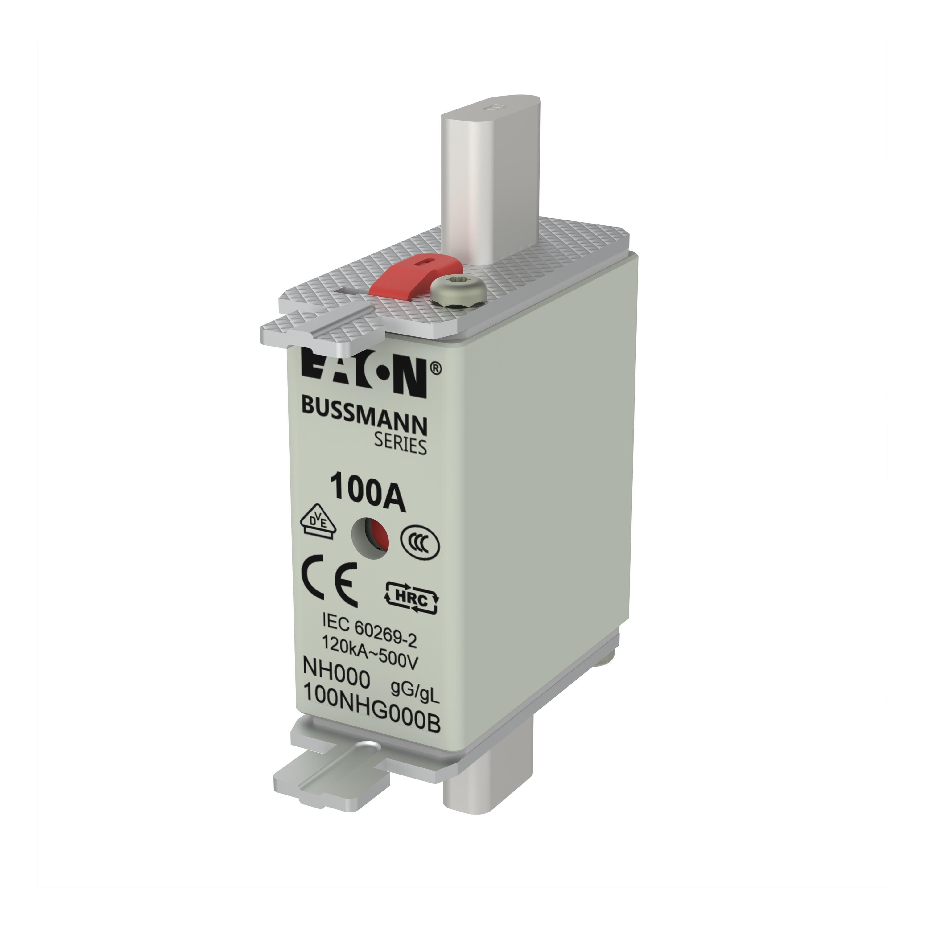 100NHG000B NH FUSE 100A 500V SIZE 000 GG MGL - Fuse-link, low voltage, 100 A, AC 500 V, NH000, gL/gG, IEC, dual indicator, live gripping lugs