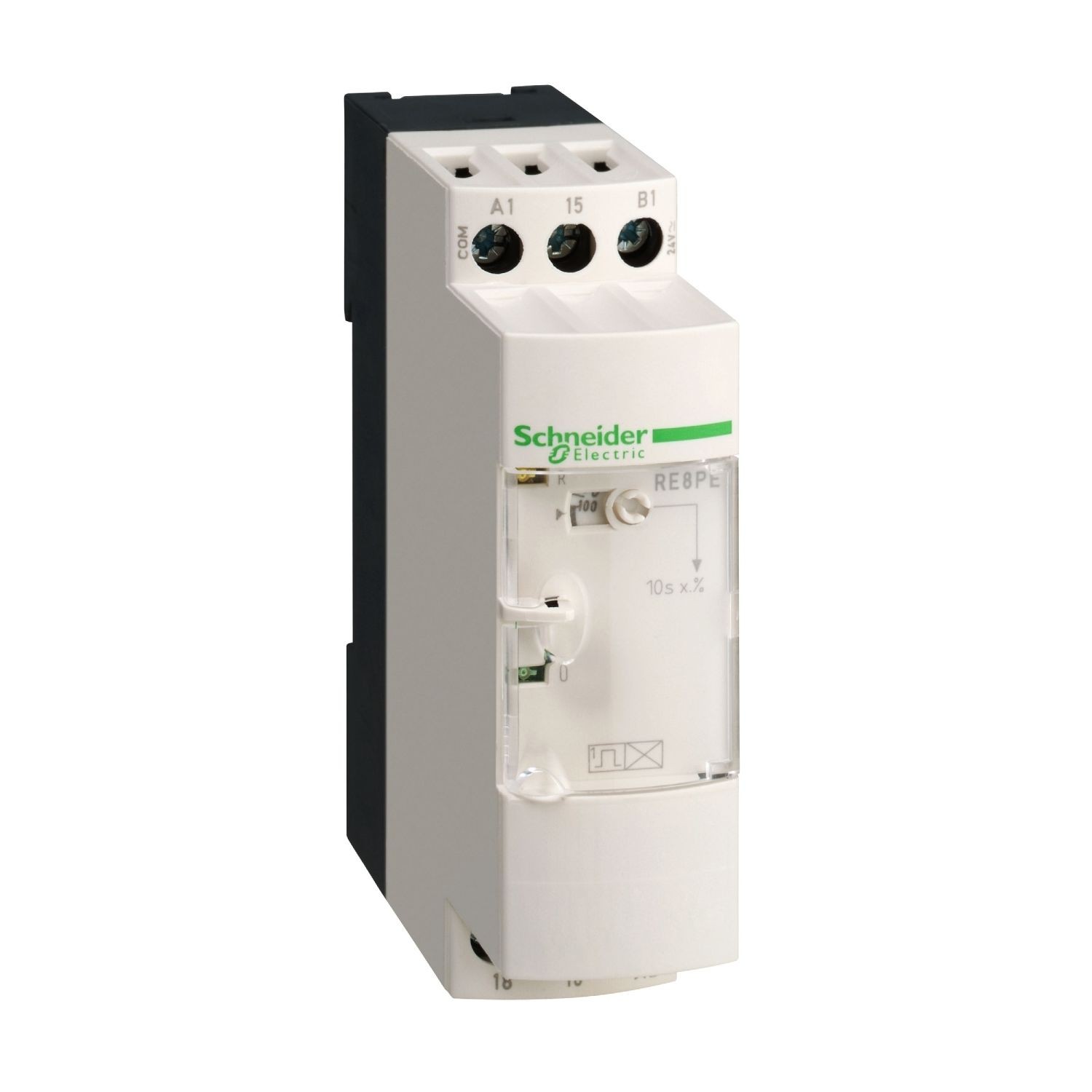 RE8TA21BU Optimum industrial timing relay, Zelio Time, 3...300 s, type A, 24 V AC/DC, 110...240 V AC, 1 C/O