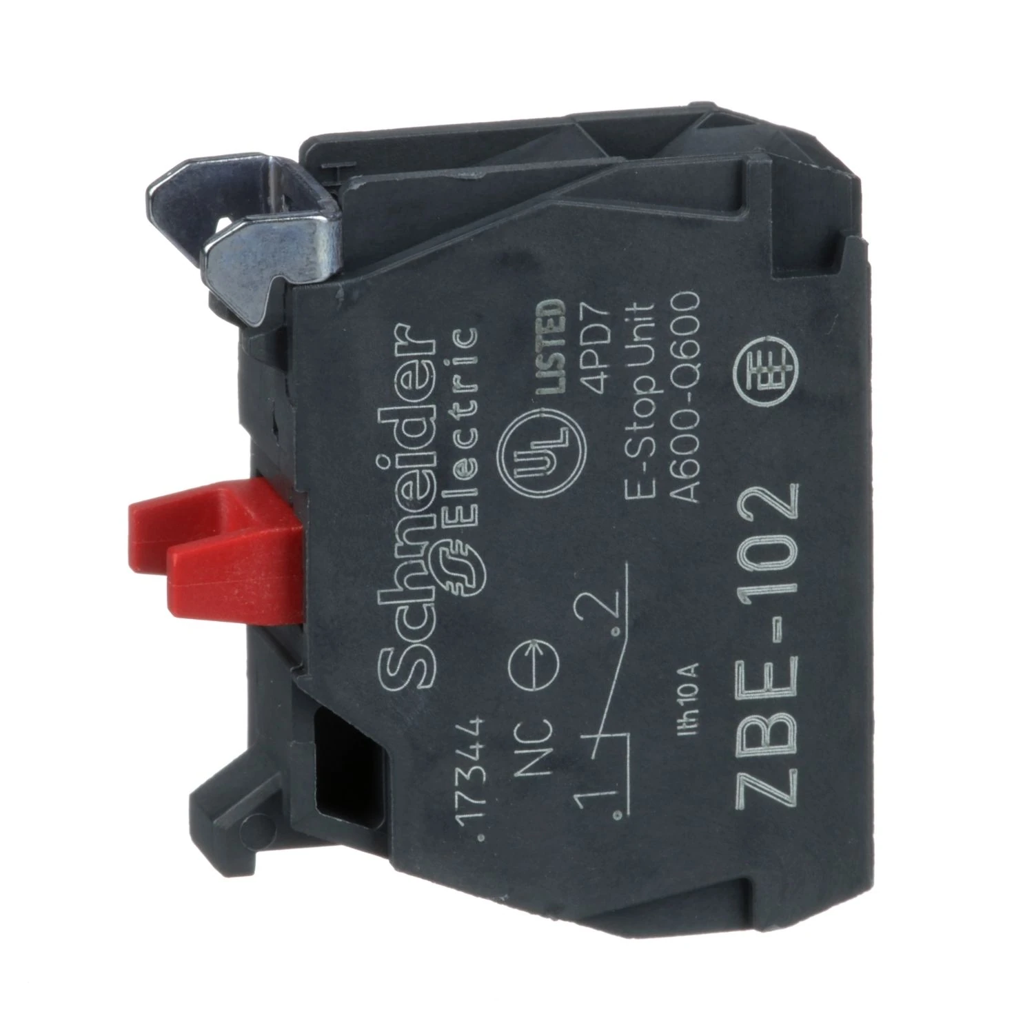 ZBE102 Schneider Electric Single contact block, Harmony XB4, silver alloy, screw clamp terminal, 1NC