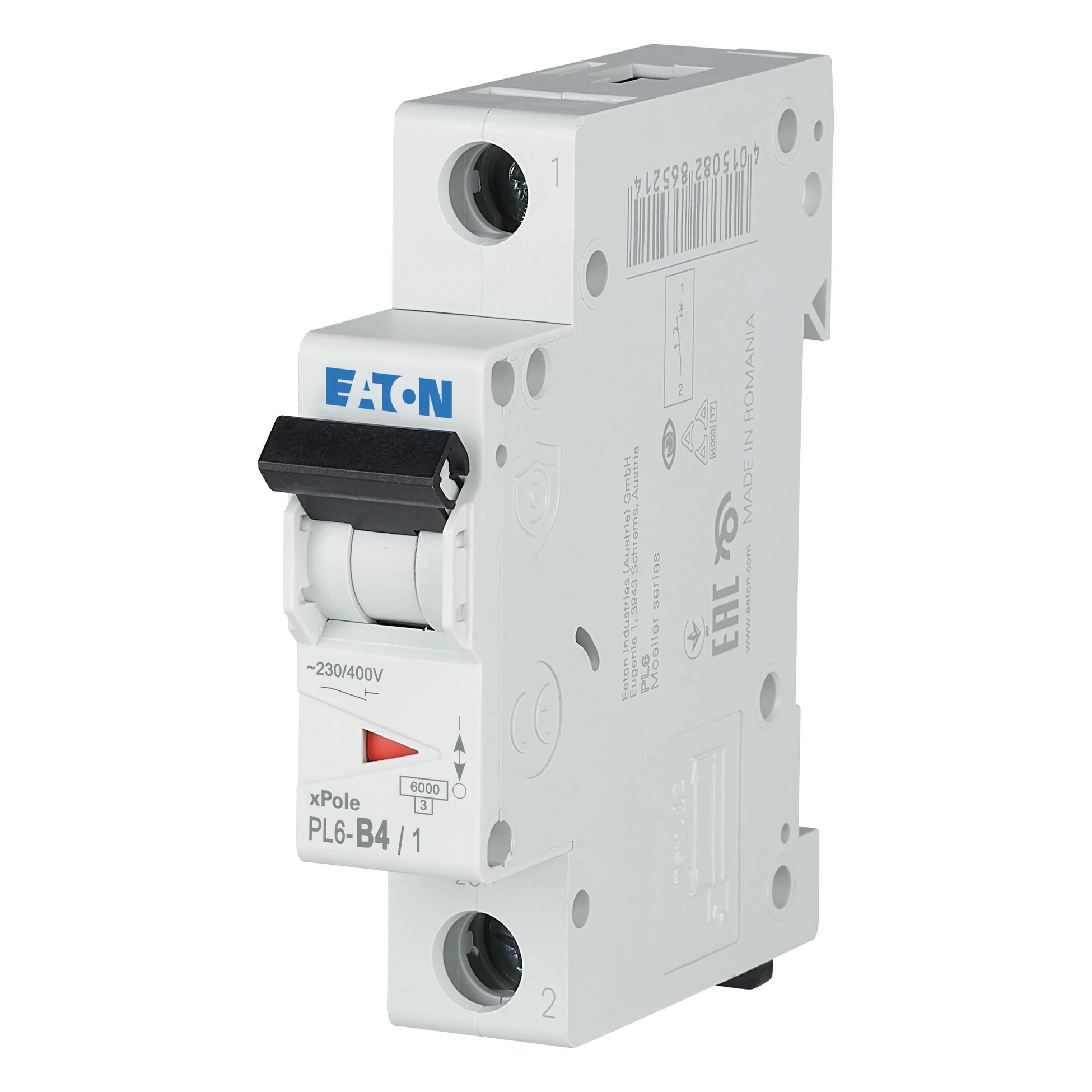286517 EATON PL6-B4/1 - Miniature circuit breaker (MCB), 4 A, 1p, characteristic: B