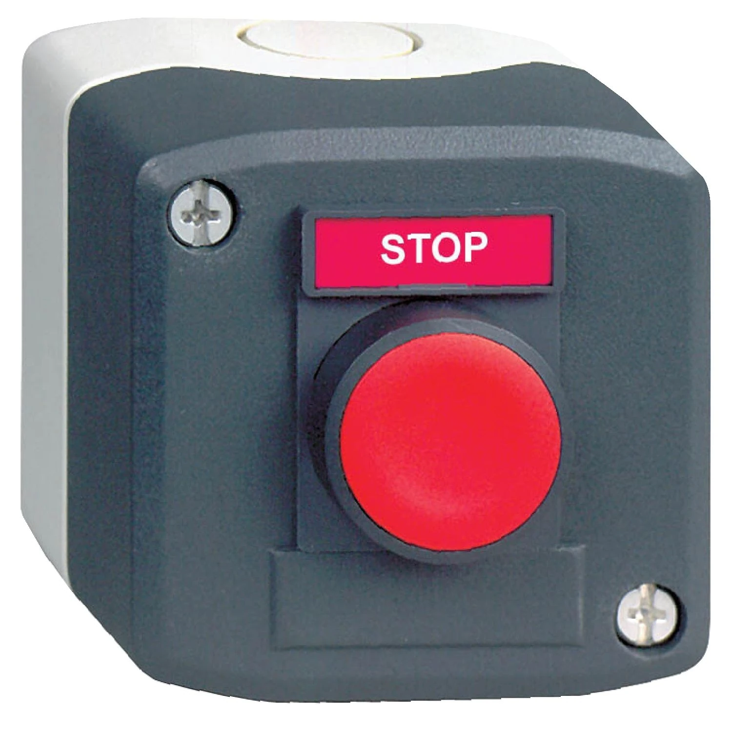 XALD111H29 Schneider Electric dark grey station - 1 red flush pushbutton �22 spring return 1NO "Stop"