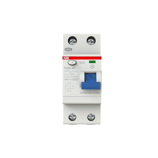 2CSF202001R1900 F202 AC-100/0.03 Residual Current Circuit Breaker 2P AC type 30 mA